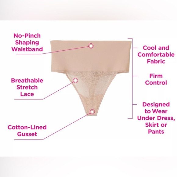 Maidenform Firm Control Shapewear Tame Your Tummy Lace Thong Panty 2XL Black - Picture 4 of 9